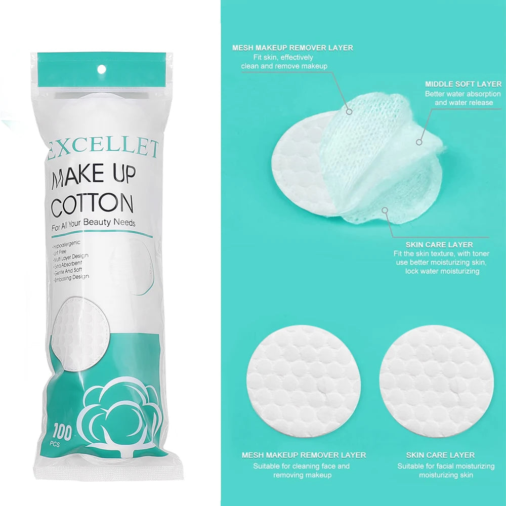 100 Pcs Soft Cotton Pads Perfect for Makeup Removal Cleansing Nail Polish Removal Gentle Absorbent & Durable - UltraChic
