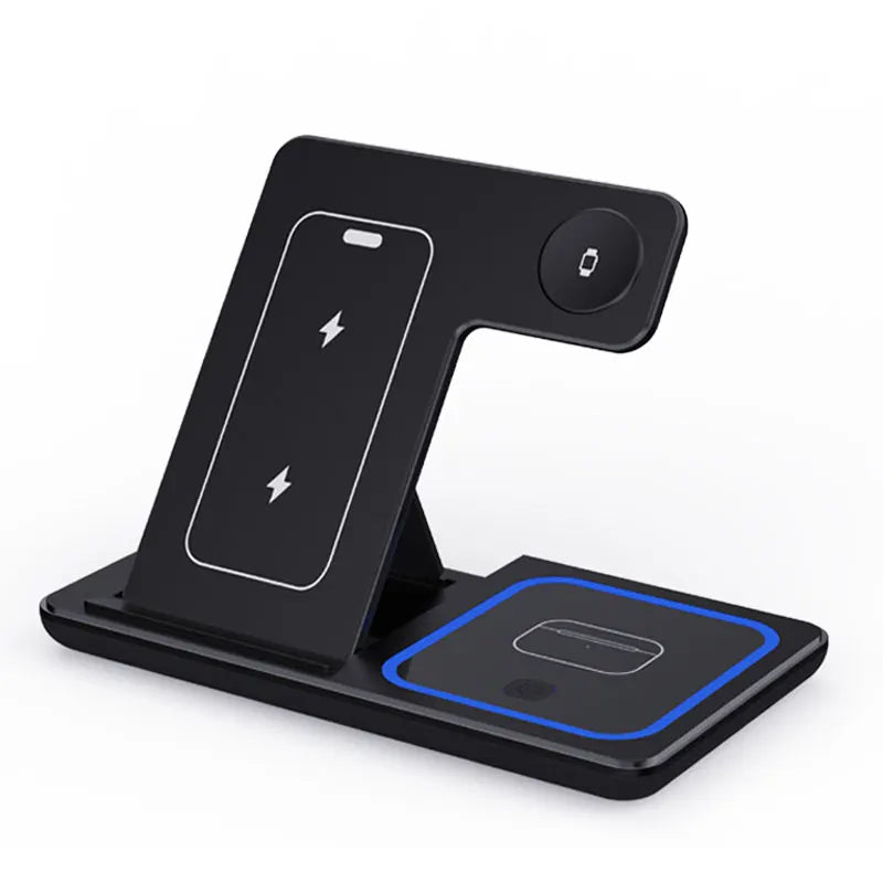 3-in-1 Fast Wireless Charging Station – 30W Foldable Charger for iPhone, Apple Watch & AirPods! - UltraChic