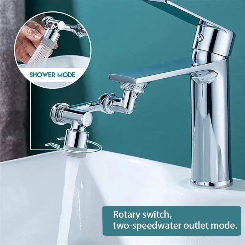 1080° Rotatable Extension Faucet Sprayer Head – 2 Spray Modes Universal Bathroom Tap Adapter Aerator