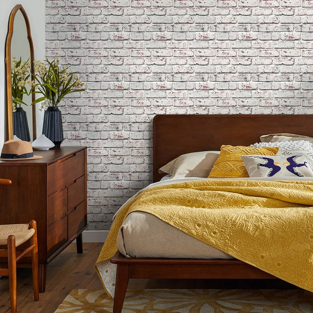 3D Tile Stickers, 3D Whitewash Brick Textures, Matte, 30cm x 30cm, Water and Mold Resistant, for Living Room Kitchen Wall Update - UltraChic