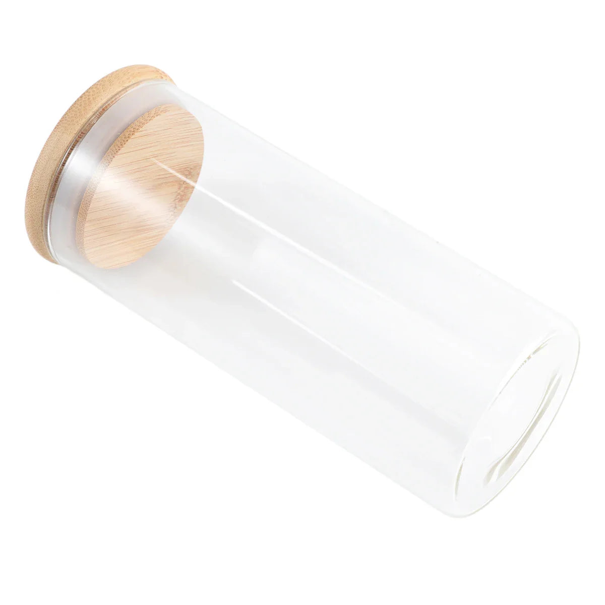 Clear Glass Food Storage Jar With Airtight Bamboo Lid - UltraChic