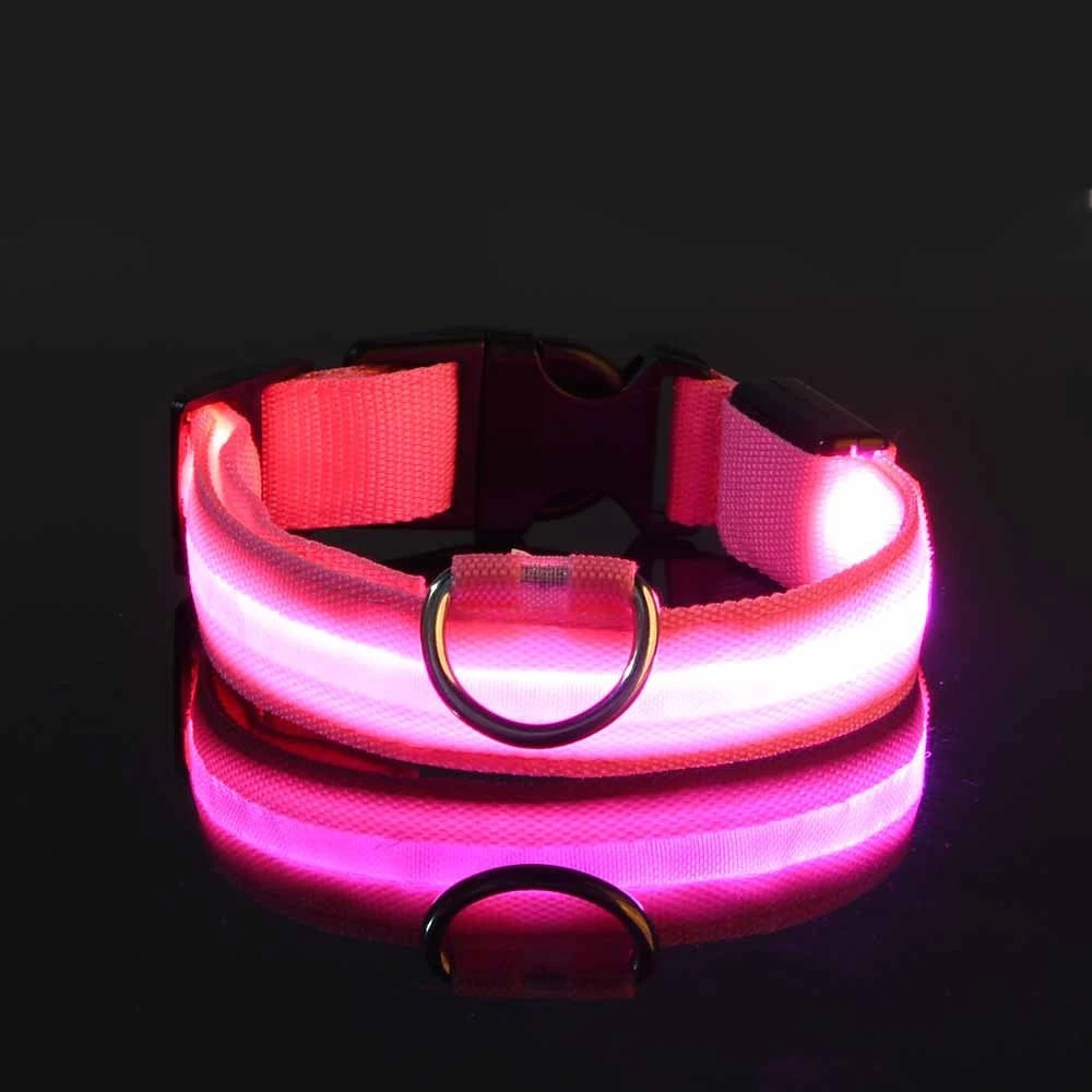 LED Dog Collar – Glow-in-the-Dark, Nylon Flashing Pet Safety Collar for Nighttime Visibility & Protection