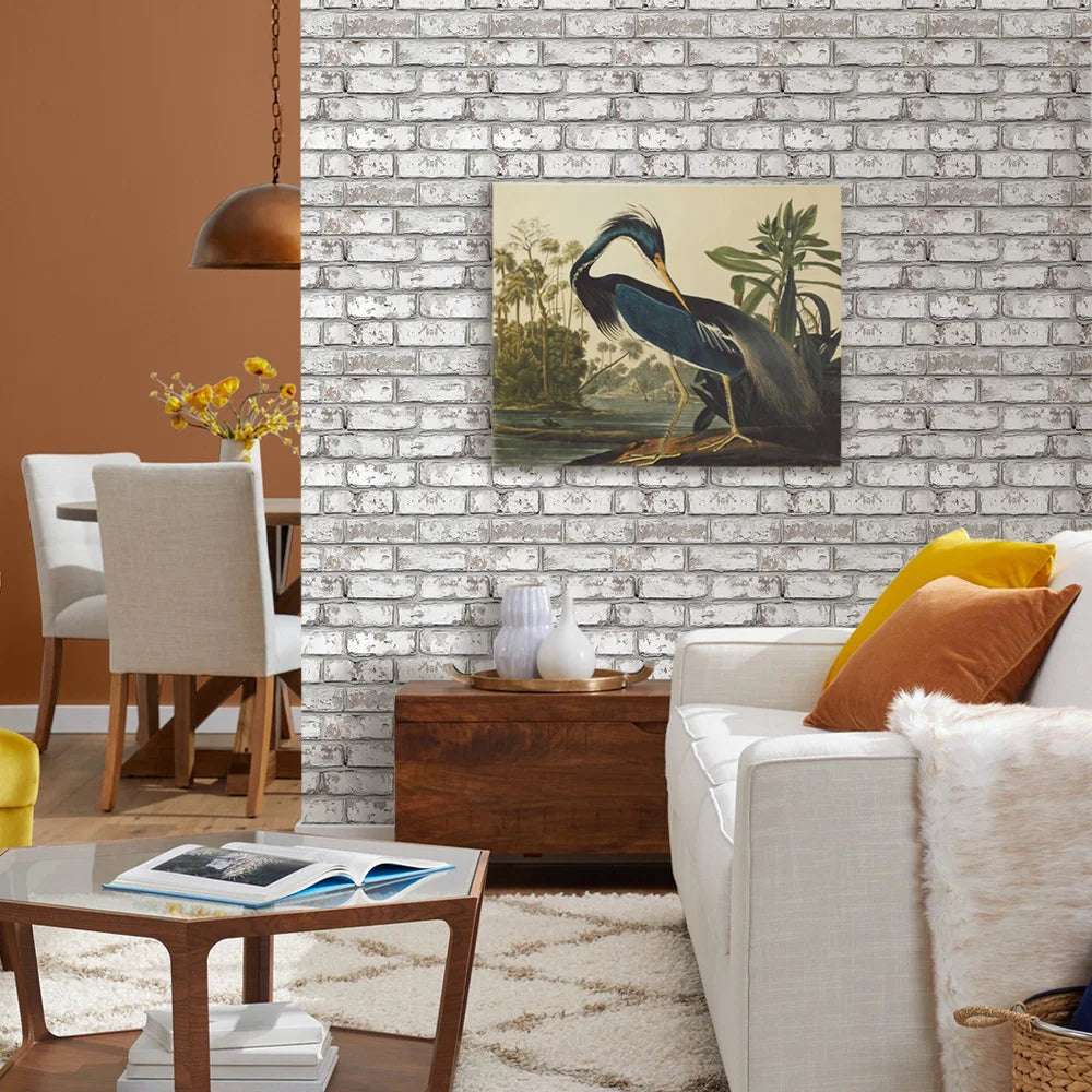 3D Tile Stickers, 3D Whitewash Brick Textures, Matte, 30cm x 30cm, Water and Mold Resistant, for Living Room Kitchen Wall Update - UltraChic
