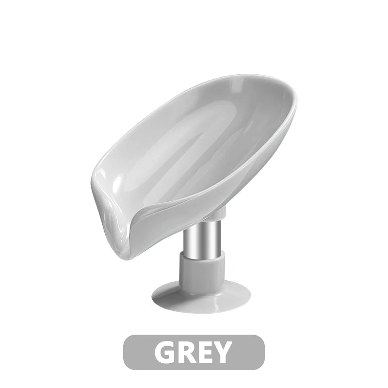 Leaf Shape Soap Holder with Suction Cup – Drainage Soap Dish for Bathroom, Shower, and Sink – Modern Soap Drainer and Container