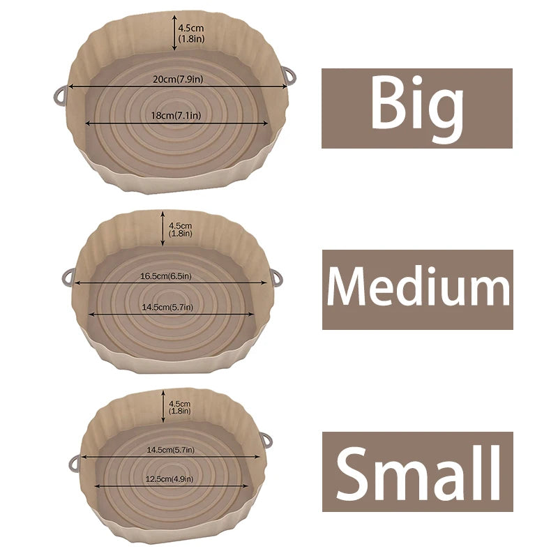 1/2/3PCS Reusable Air Fryer Silicone Pot Oven Baking Tray Airfryer Silicone Basket Pizza Fried Chicken Grill Pan Mat for Kitchen - UltraChic
