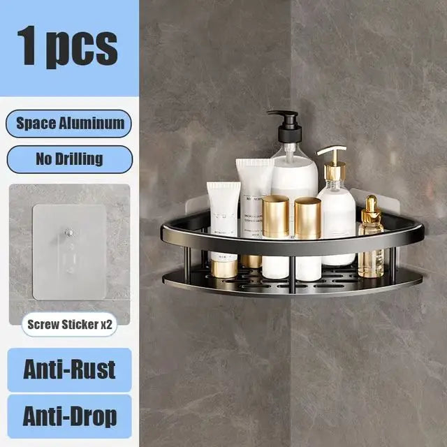 No Drill Wall-Mounted Bathroom Shelf – Easy Installation, Space-Saving Storage - UltraChic