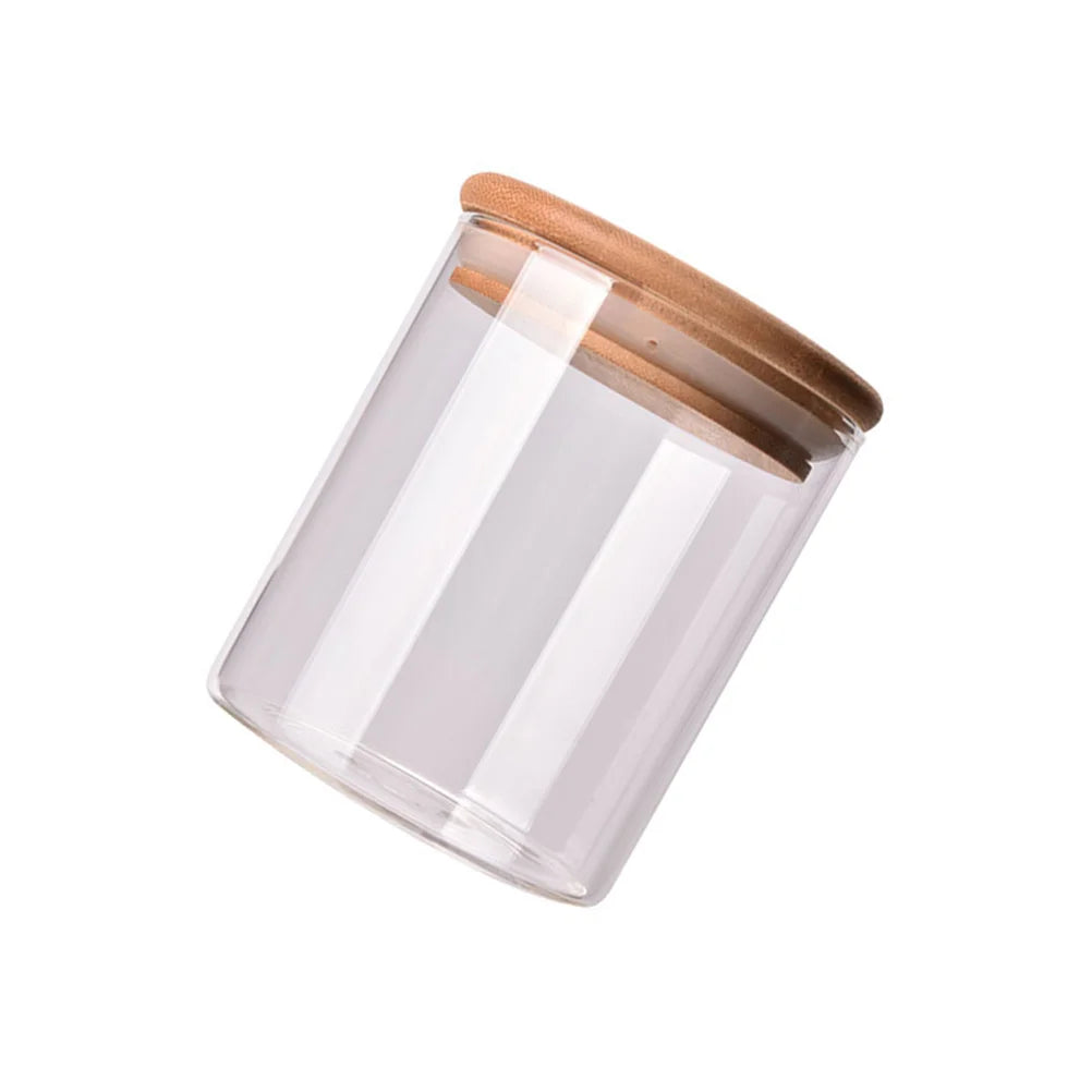 Clear Glass Food Storage Jar With Airtight Bamboo Lid - UltraChic