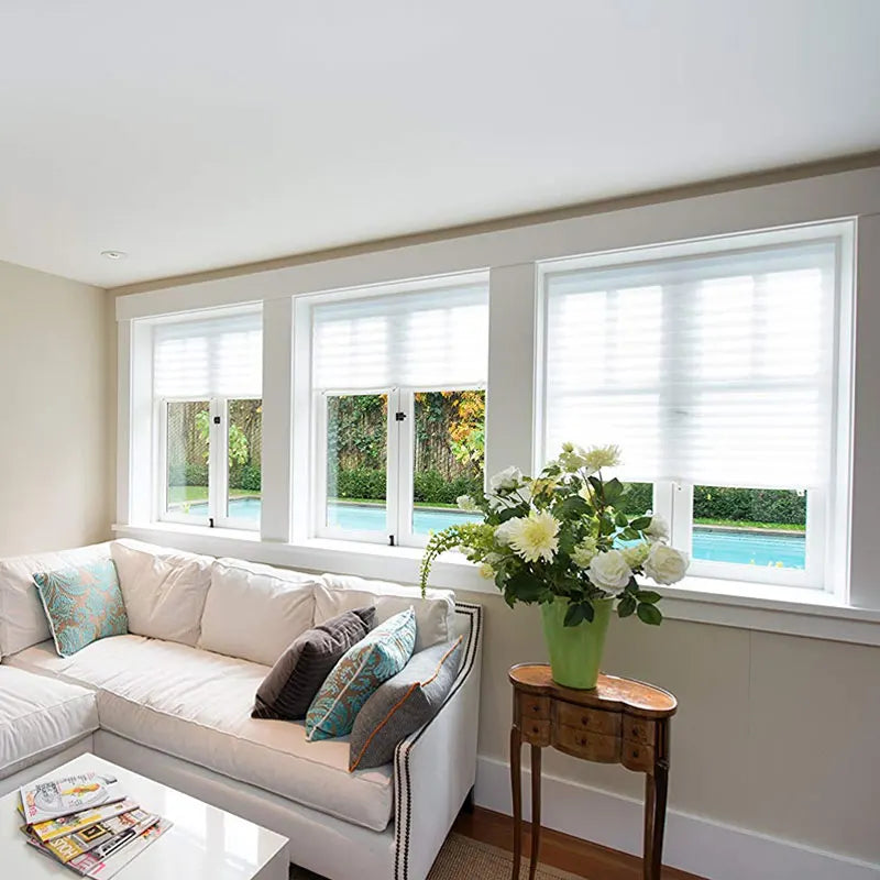 1PC Self-Adhesive Pleated Blinds – Half Blackout Window Shades for Bathroom, Bedroom & Balcony