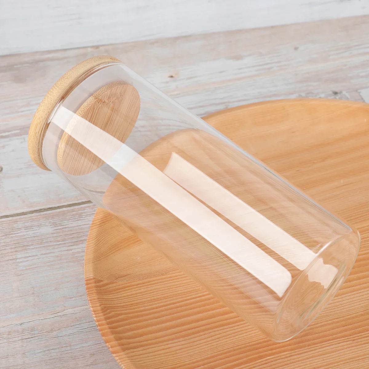 Clear Glass Food Storage Jar With Airtight Bamboo Lid - UltraChic