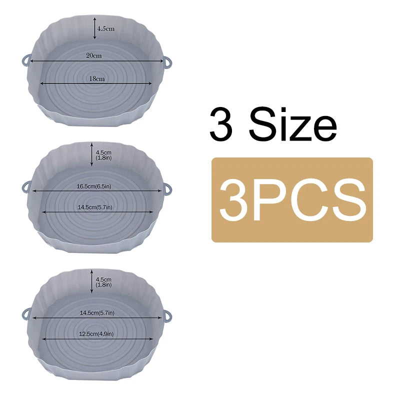 1/2/3PCS Reusable Air Fryer Silicone Pot Oven Baking Tray Airfryer Silicone Basket Pizza Fried Chicken Grill Pan Mat for Kitchen - UltraChic