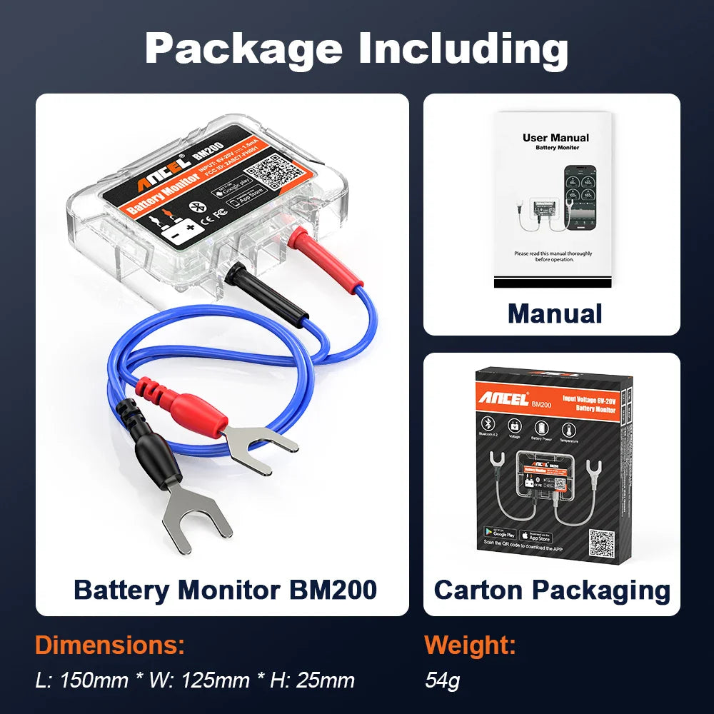 12V Wireless Bluetooth Car Battery Monitor – Real-Time Health Monitoring via App for Android & iOS