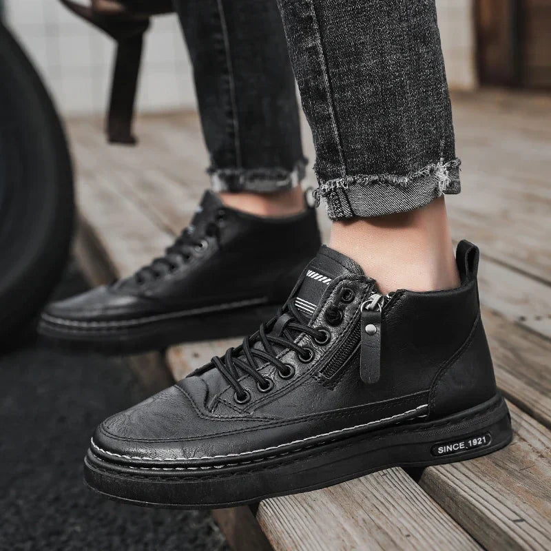 Men's Winter High-Top Leather Boots – Warm, Stylish & Durable Outdoor Shoes - UltraChic