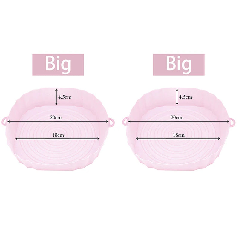 1/2/3PCS Reusable Air Fryer Silicone Pot Oven Baking Tray Airfryer Silicone Basket Pizza Fried Chicken Grill Pan Mat for Kitchen - UltraChic