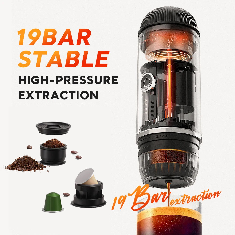 Compact Portable Espresso Maker with USB Charging - Perfect for Coffee Lovers On-the-Go, Compatible with Ground Coffee - UltraChic