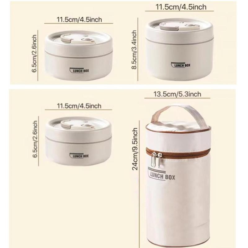 Portable Insulated Food Lunch Container Set, 1 Set Including 3 Counts Lunch Box & 1 Count Insulated Bag, 3 Separate Stackable Lunch Container for Adult & Kids, Christmas Gift Ideas, Stocking Stuffers - UltraChic