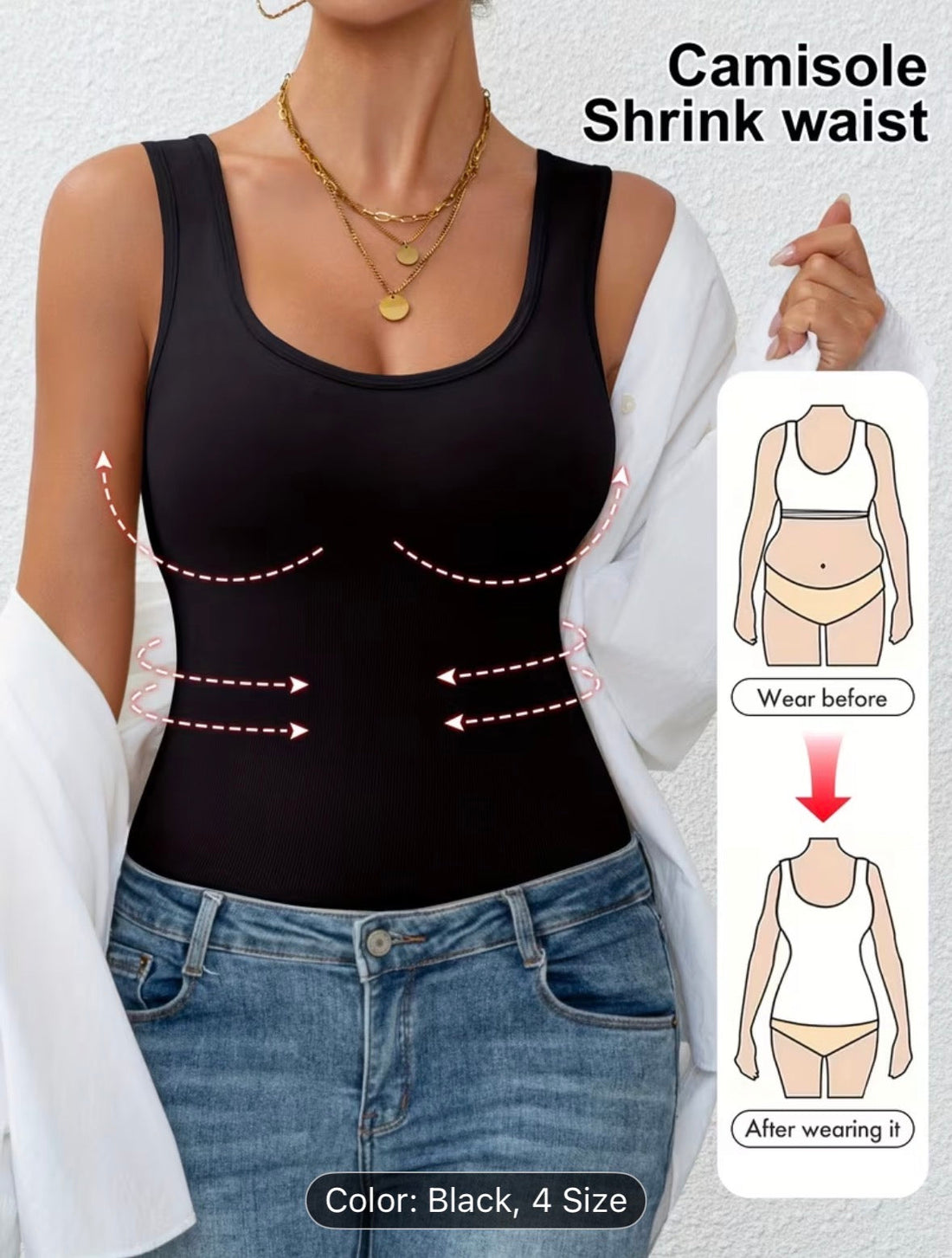 👚 Women’s Tummy Control Vest – Sleeveless Shapewear & Waist Cincher for Workout & Daily Wear