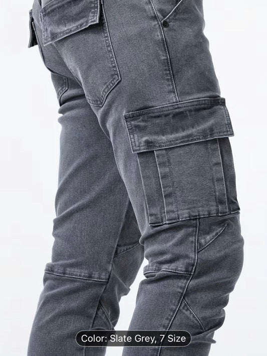🧵 Men’s Slim-Fit Stretch Jeans with Multiple Pockets – Comfortable Street Style Denim for Everyday & All-Season Wear