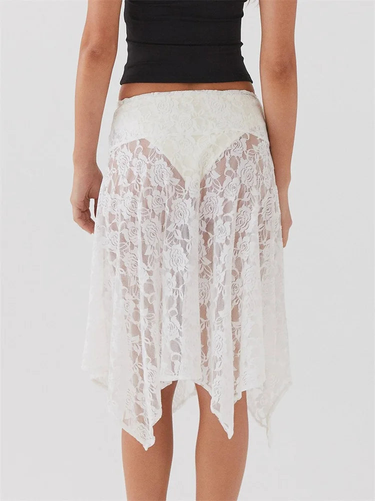 Glamine Goddess: Asymmetrical Lace Skirt That Dances With Light