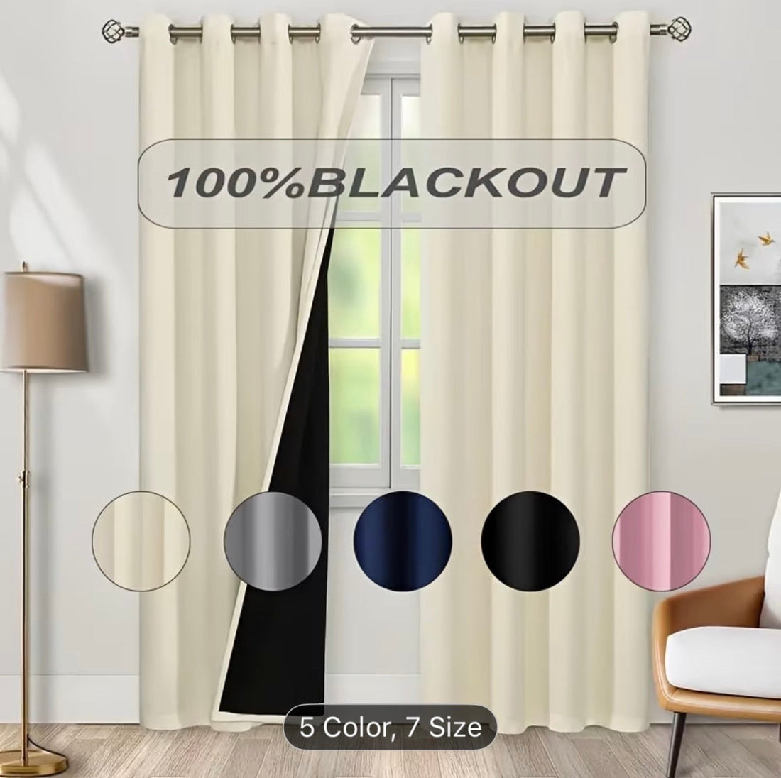 2-Piece 100% Blackout Curtains – Block Light, Save Energy & Increase Privacy