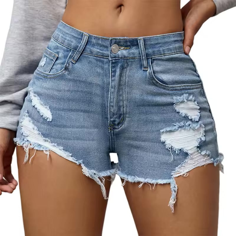 Turn Heads This Summer with EZwear Ripped Raw Trim Denim Shorts