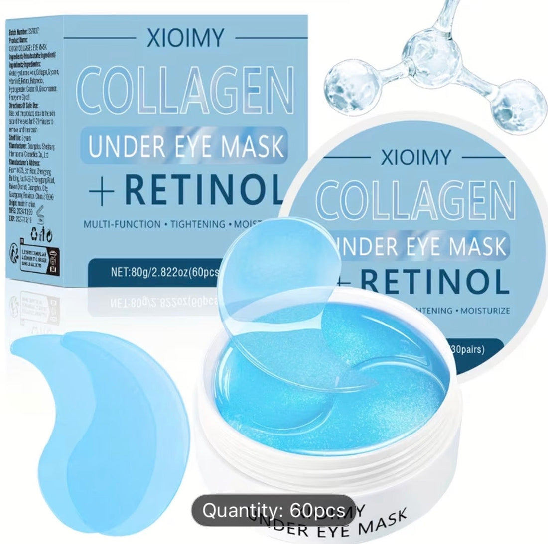 60pcs Collagen & Retinol Eye Mask – Deep Moisturizing, Firming & Brightening Eye Care
