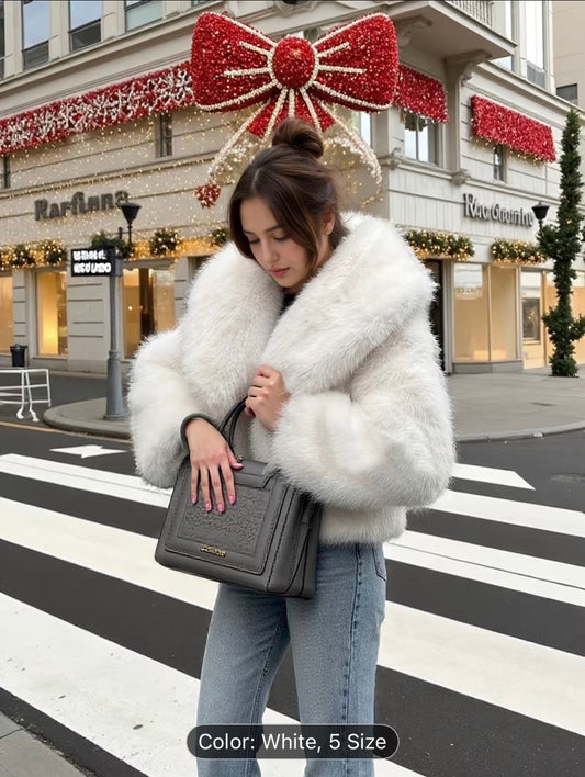Women’s Faux Fur Winter Short Coat – Warm Plush Fashion Jacket for Cold Weather