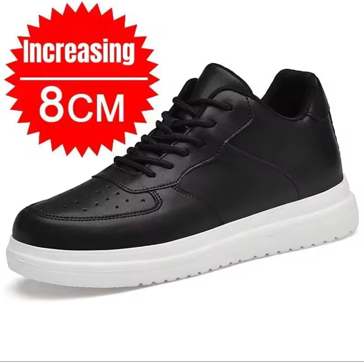 Boost Your Confidence with PDEP Height Increasing Shoes for Men – 10cm Invisible Elevator Sneakers, Stylish White Leather Sport Shoes in Big Size 46
