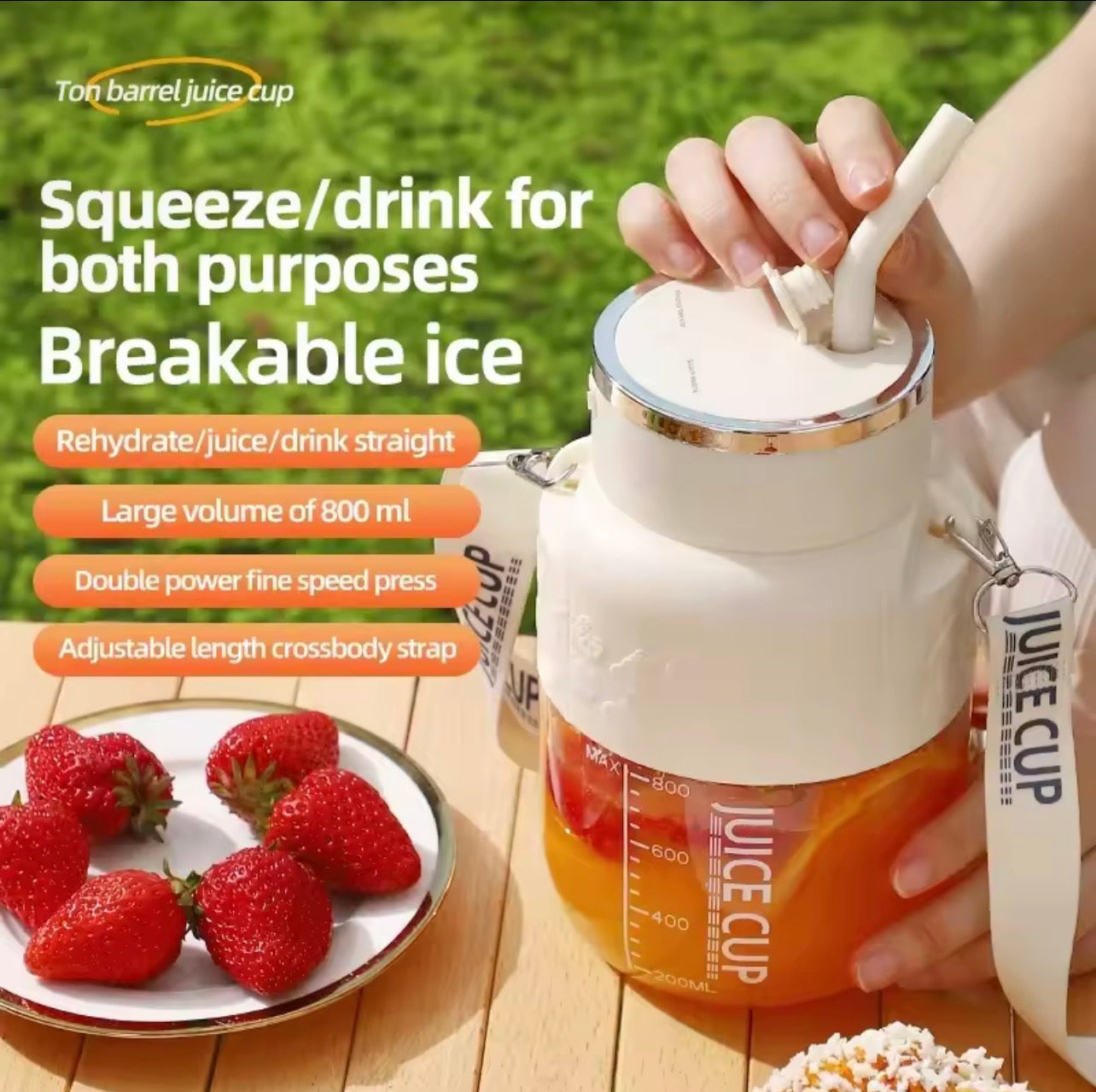 Wireless Portable Blender 800ml High Power 10-Blade USB Juicer Summer Fitness Smoothie Bottle - UltraChic