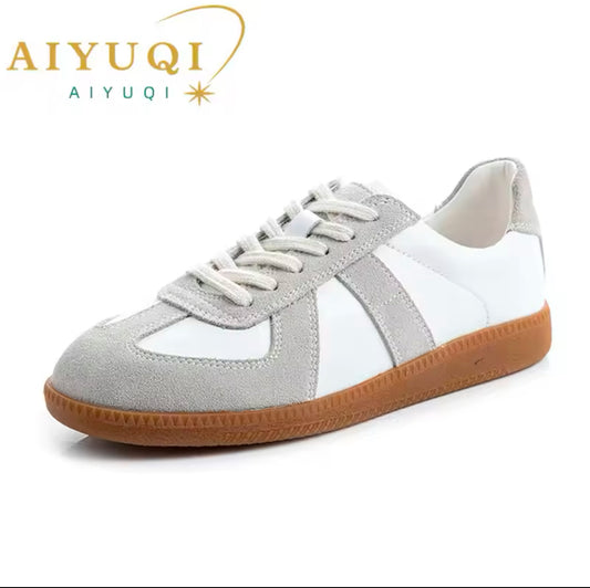 AIYUQI Women’s Sneakers 2025 | Genuine Leather Casual Flat Shoes for Women | Comfortable Moral Training Shoes for Spring
