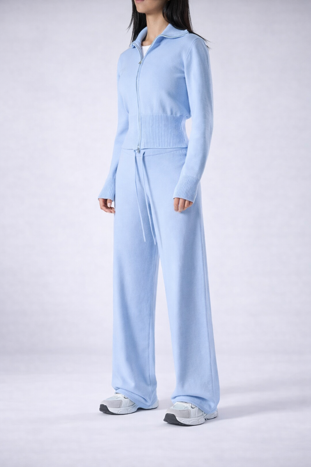 Women’s Zip-Up Knit Lounge Set Cozy Apricot Cardigan And Pants Fall Winter - UltraChic