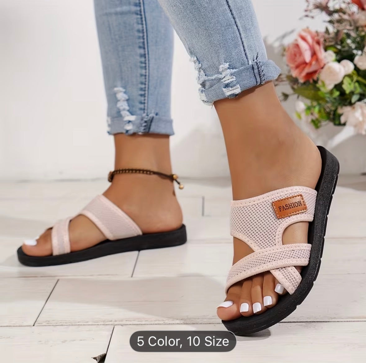 Women’s Sport-Style Sandals – Breathable Mesh, Comfortable & Versatile Flat-Soled Slippers