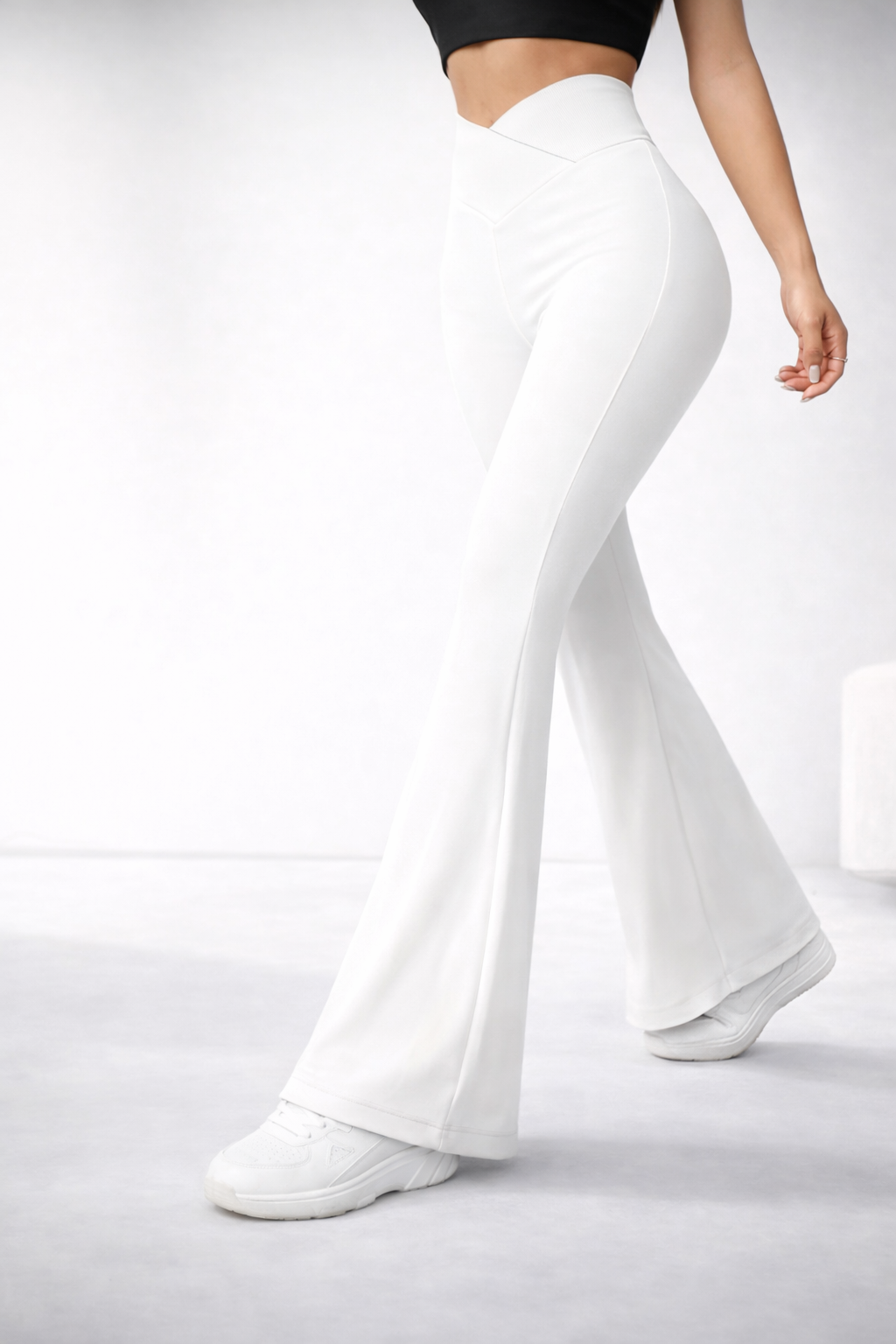 Women’s Criss-Cross Waist Flare Pants – Sculpting All-Season Activewear - UltraChic