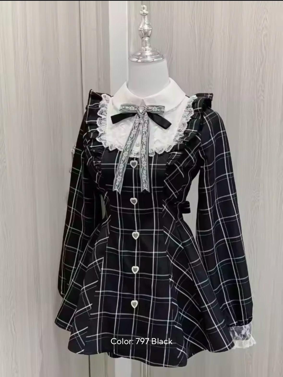 Harajuku Kawaii Plaid Dress with Sweet Bow – Slim Fit Long Sleeve Lolita Dress for Women, All-Match Autumn Fashion