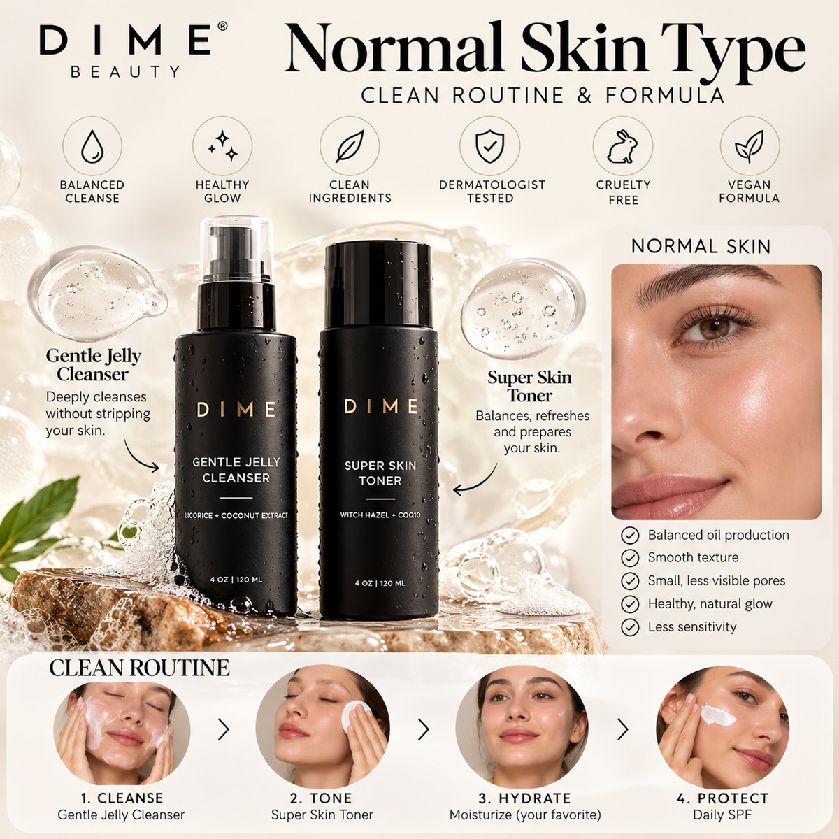 DIME Beauty Cleansing Duo – Gentle Jelly Cleanser & Super Skin Toner