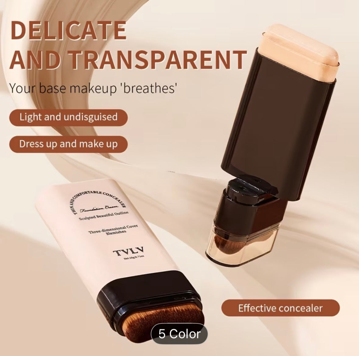 2-in-1 Concealer & Foundation Stick – Waterproof, Sweat-Resistant, Full Coverage for Flawless Makeup