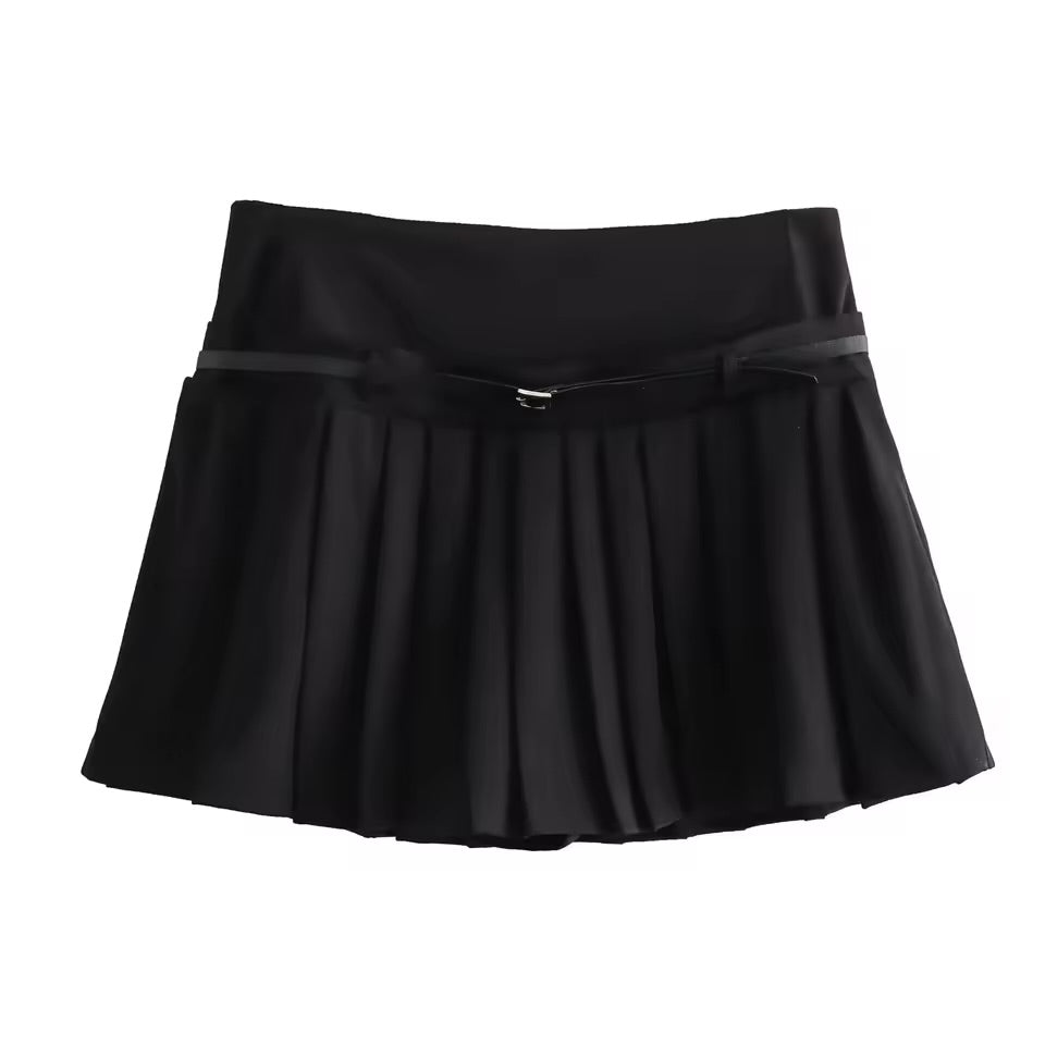 INDEFEIR Summer Pleated Mid-Length Skirt – Solid Color, Side Zipper Chic