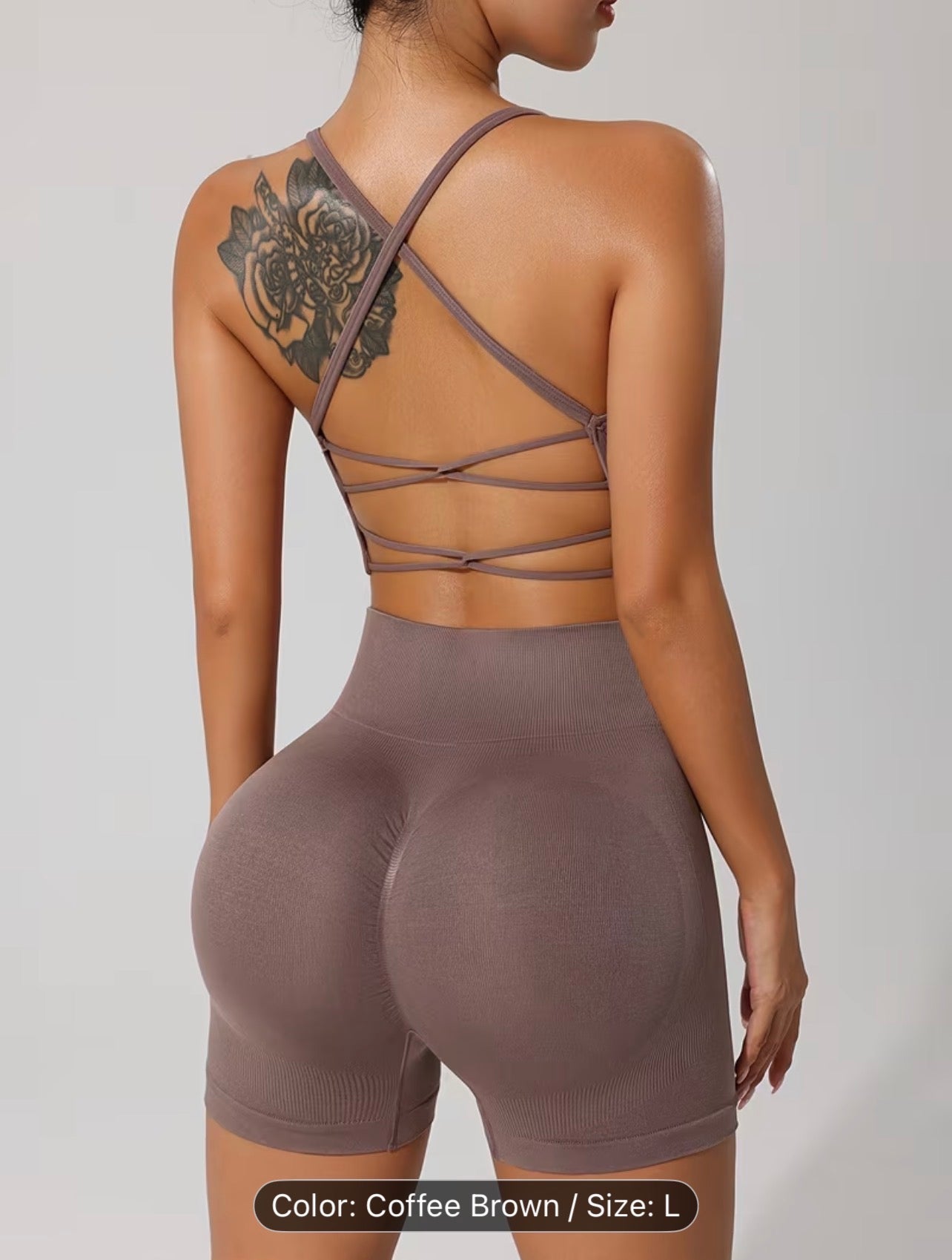 Women’s Seamless Sportswear Set – Cross-Back Breathable Summer Gym Outfit (Top & Shorts)
