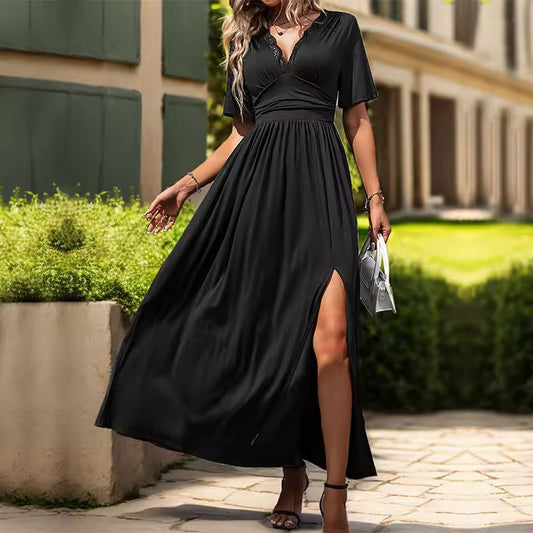Effortless Glamour: SHEIN Burgundy Butterfly Sleeve Maxi Dress