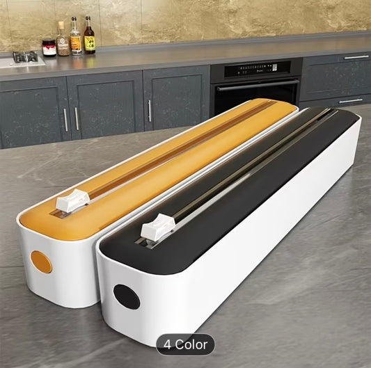 Heavy-Duty Plastic Wrap Cutter & Sealer – Reusable Two-Directional Film Slicer for Cling Wrap, Foil & Parchment Paper, Clean Cut & Fresh Seal Kitchen Tool