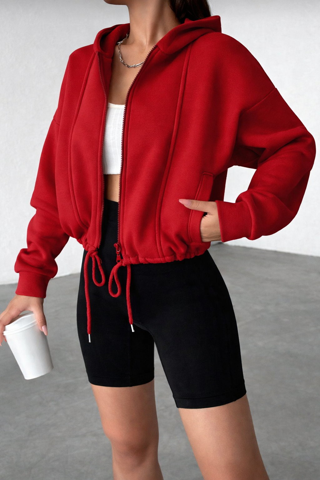 Women’s Plus Size Zip-Up Hoodie – Drawstring Hem Fall Winter Casual Essential