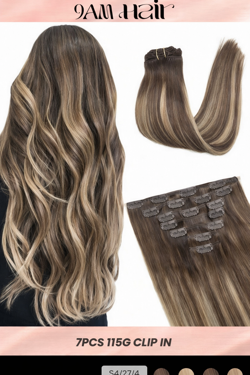 Clip In Human Hair Extensions 7PCS Remy – Double Weft Invisible Natural Hair Extensions for Women