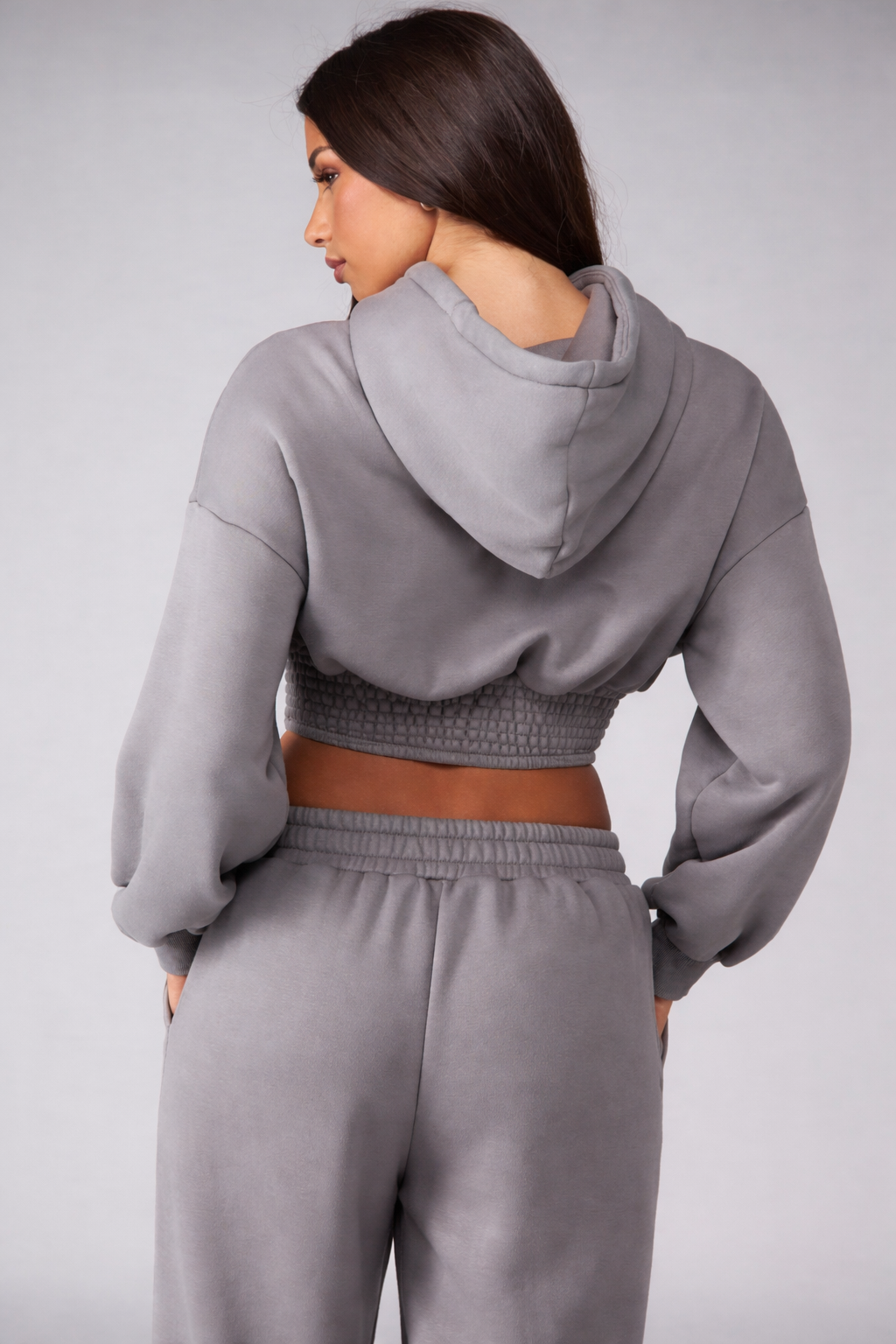Cropped Oversized Hoodie with Elastic Hem – Cozy Fall Winter Streetwear