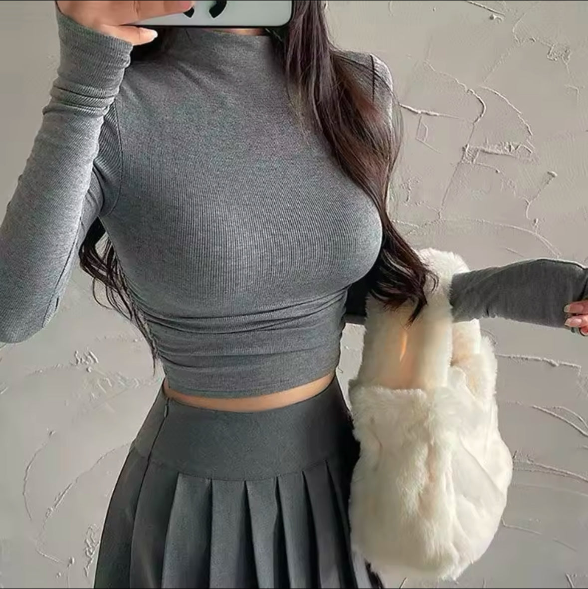 Women’s Long Sleeve Turtleneck Crop Top – Ribbed Slim Fit Sexy Knit Tee, Casual Basic Fitted T-Shirt