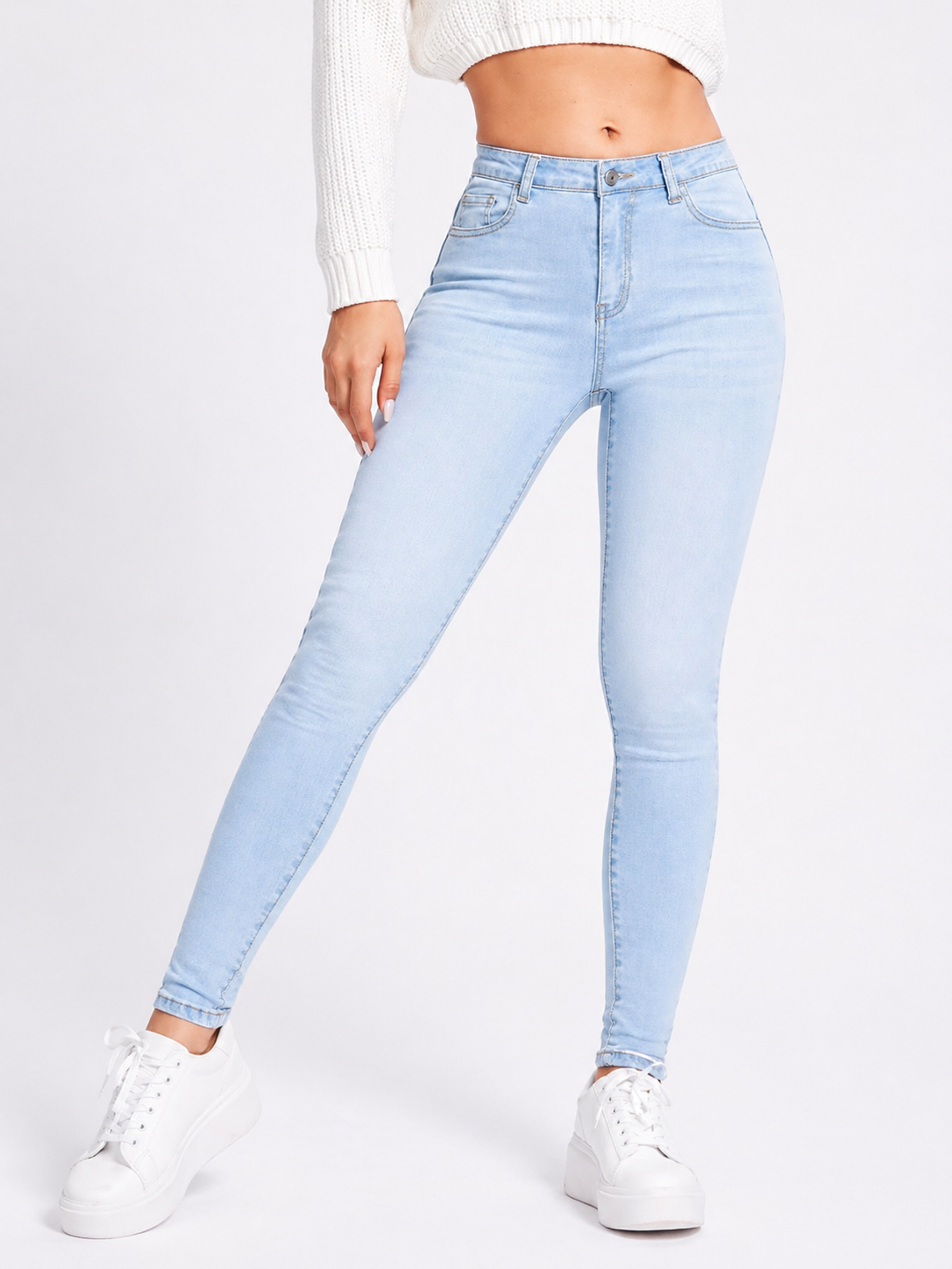 Skinny Denim Jeans High Waist Sculpting Fit Flattering Body Shape All Season Women