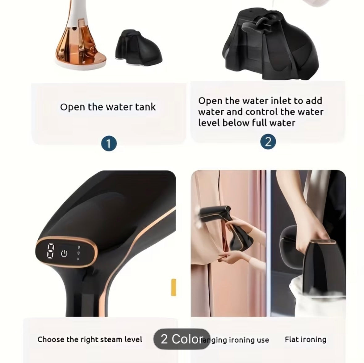 2026 Handheld Garment Steamer with LED Display – 9-Second Fast Heat, Touch Control, 3 Steam Levels, Portable Wrinkle Remover for Home & Travel (EU Plug) - UltraChic