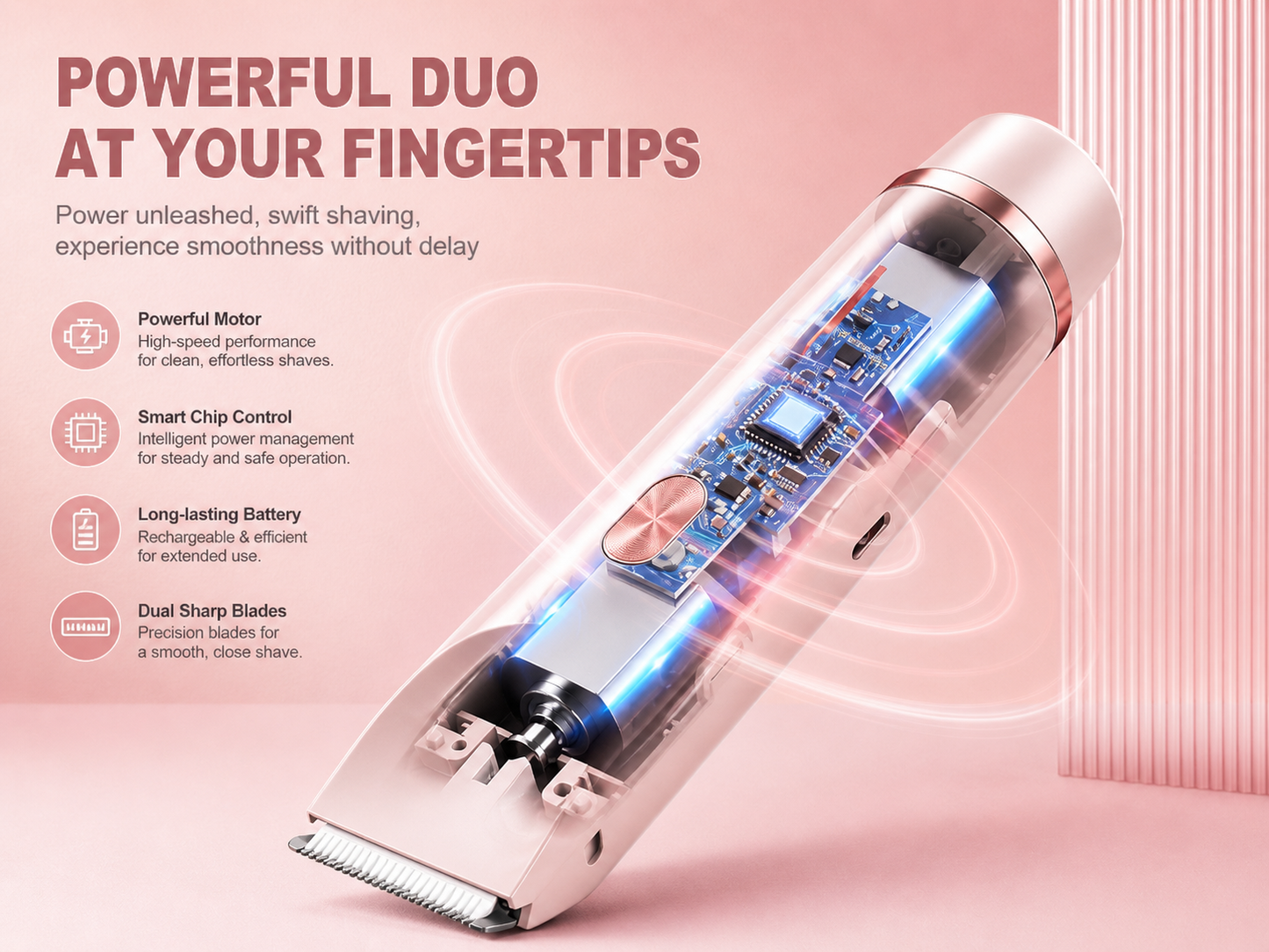 2-in-1 Portable Electric Hair Trimmer for Women – Facial & Bikini Precision Shaver - UltraChic