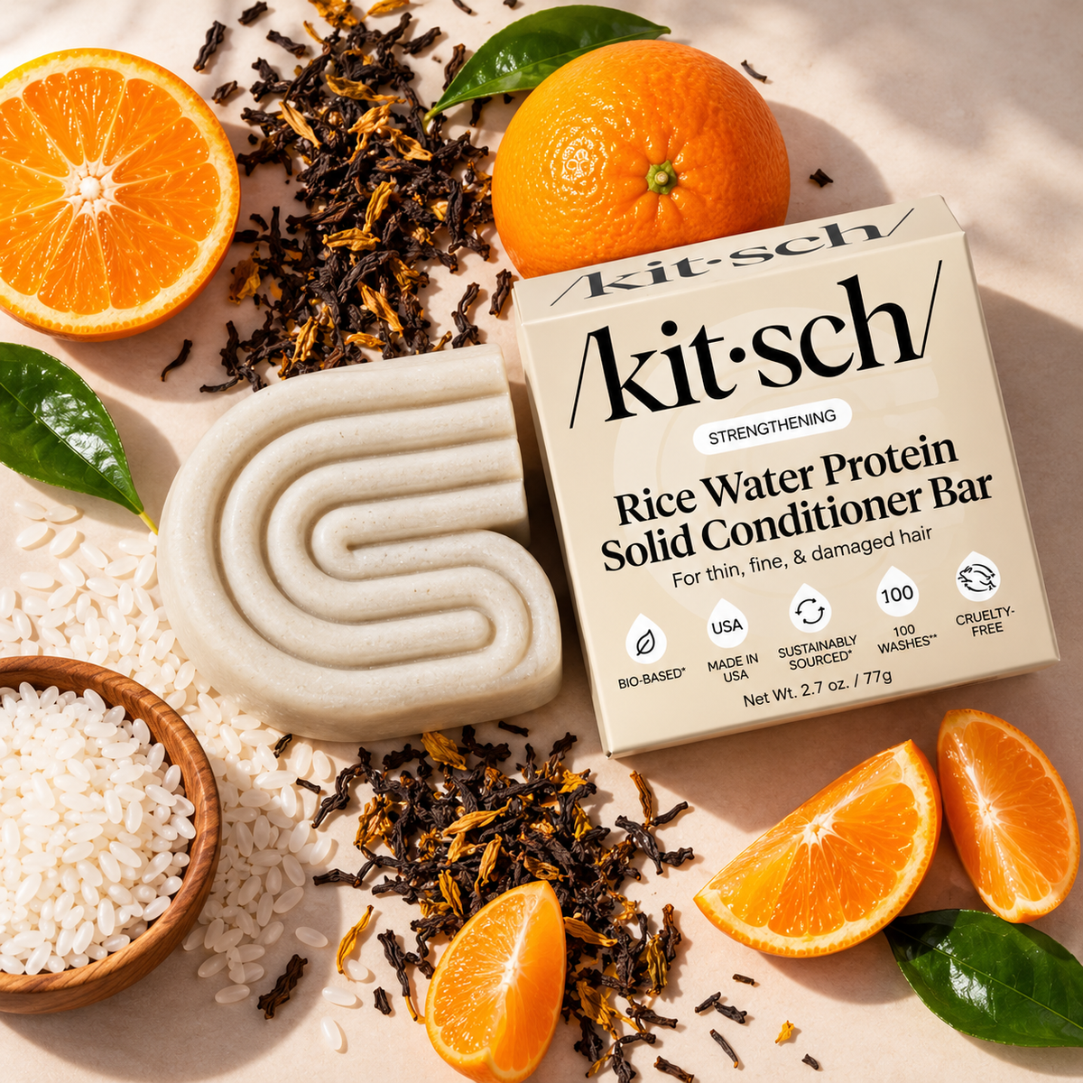 Kitsch Rice Water Protein Conditioner Bar – Strengthening & Shine for Fine, Damaged Hair