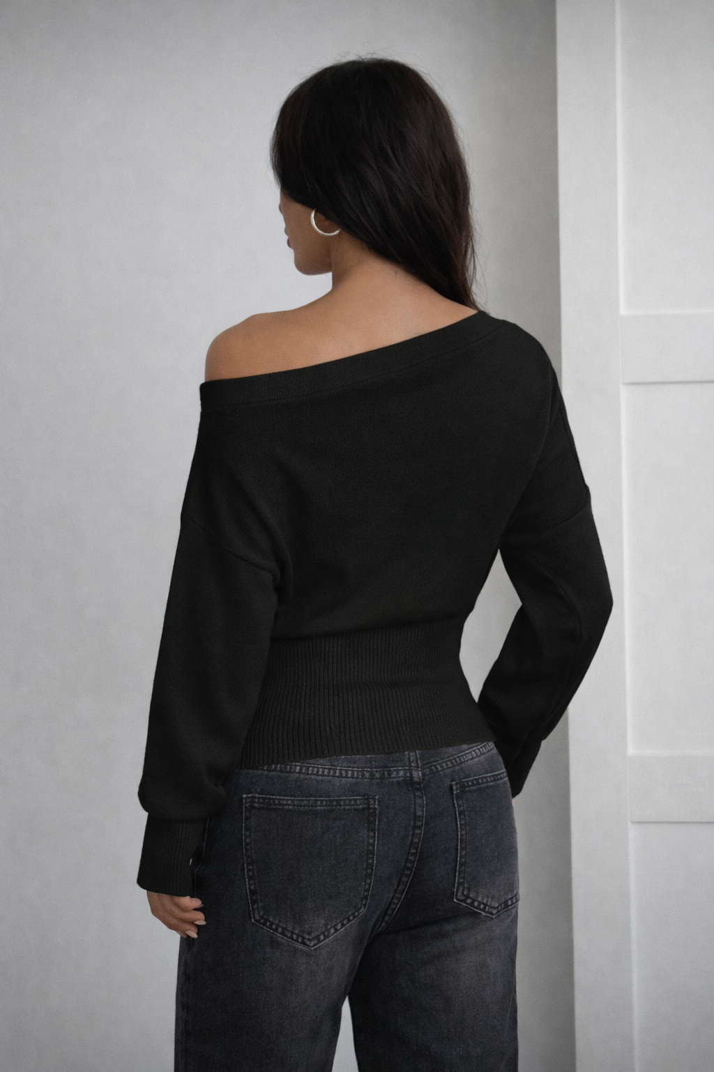 Women’s Oversized Off Shoulder Knit Sweater – Asymmetric Romantic Loose Fit Autumn Winter Top