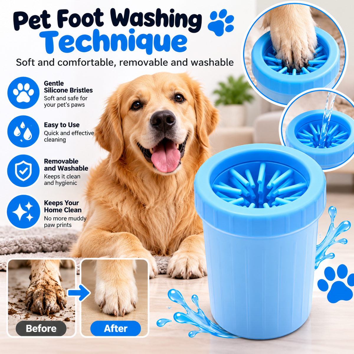 Dog Paw Cleaner Cup – Portable Silicone Paw Washer
