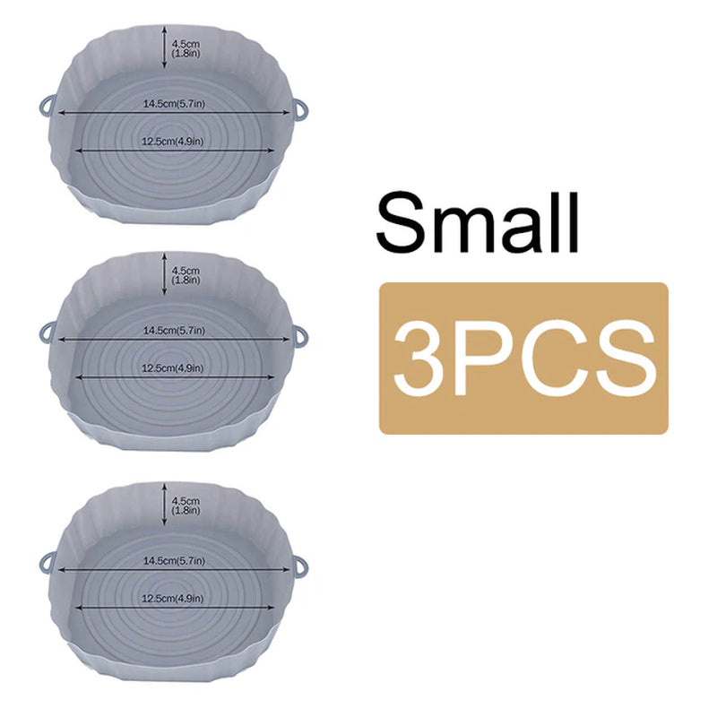 1/2/3PCS Reusable Air Fryer Silicone Pot Oven Baking Tray Airfryer Silicone Basket Pizza Fried Chicken Grill Pan Mat for Kitchen - UltraChic